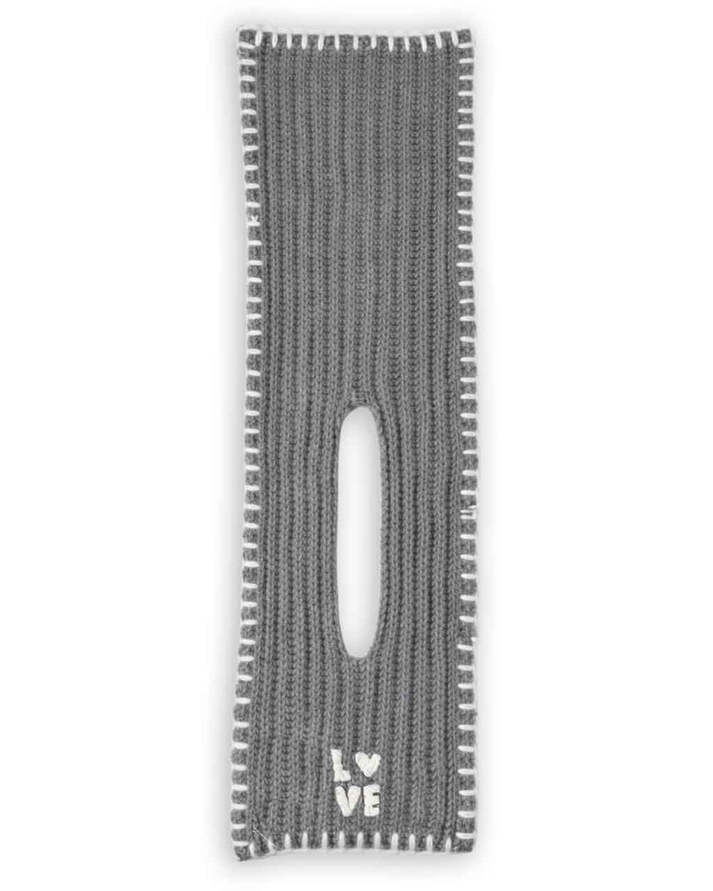 Loved Squared Loop Scarf in Smoke gray, flat shot.