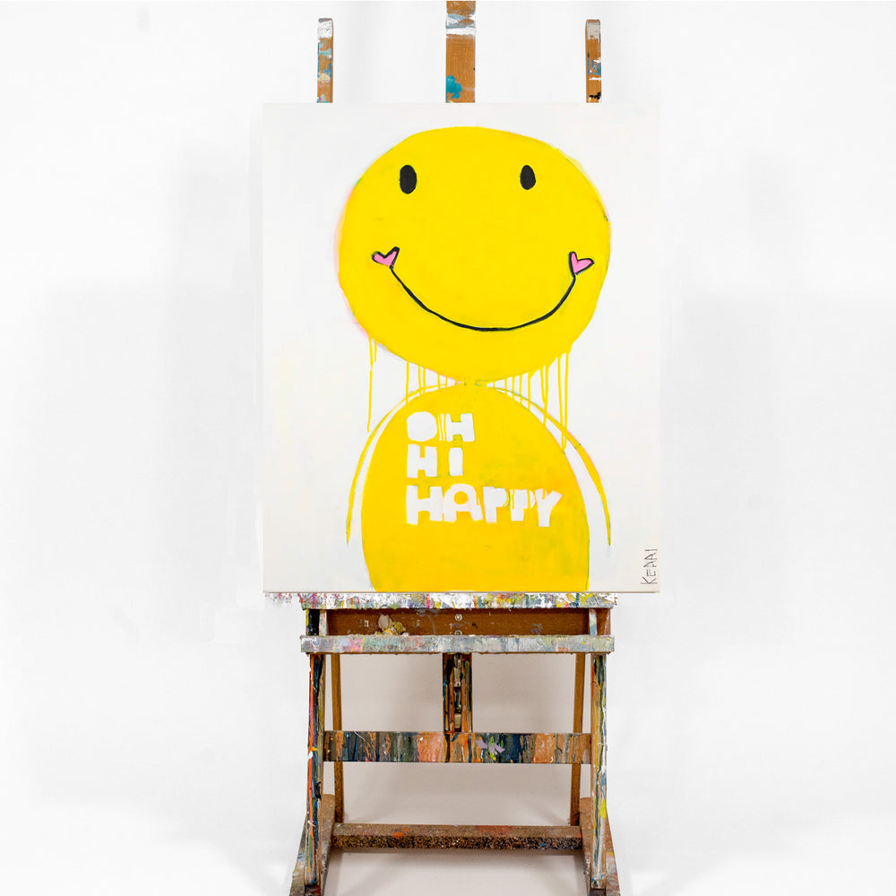 Meet Mr. Smiley Original Painting inspired home interiors for modern living spaces by Kerri Rosenthal