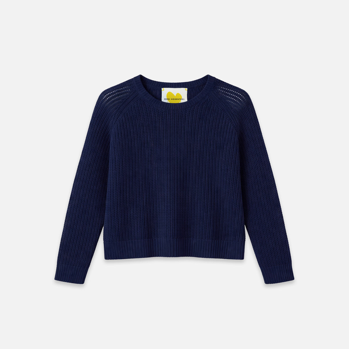Malibu navy blue sweater in 100% cotton with a heart applique - Shop women's navy sweater by Kerri Rosenthal