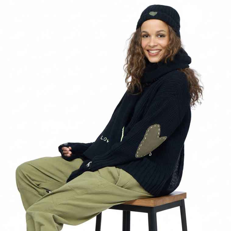 Marlow Imperfect Heart Sweater by Kerri Rosenthal, styled view