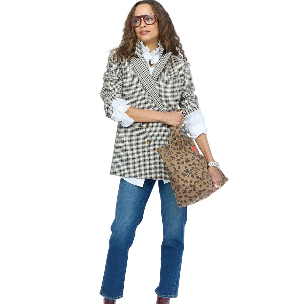 Kerri Rosenthal Nomad Tote in cheetah print cotton canvas with contrast Imperfect Heart, view 3