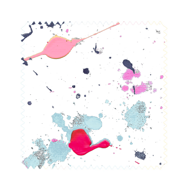 Multicolor jumbo dropcloth fabric printed on luxe oyster linen or a cotton linen blend - Unique designer high-quality fabrics by Kerri Rosenthal