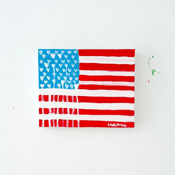 My flag 3 original painting on stretched canvas colorful wall art print - Unique artwork for living room wall decor by Kerri Rosenthal.