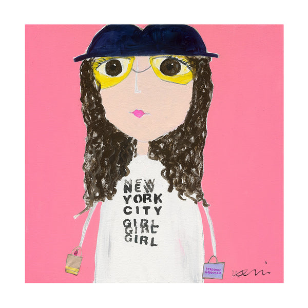 NYC Girl Too art print painted by Kerri Rosenthal for modern home decor living, dining, family, entry, bedroom and more