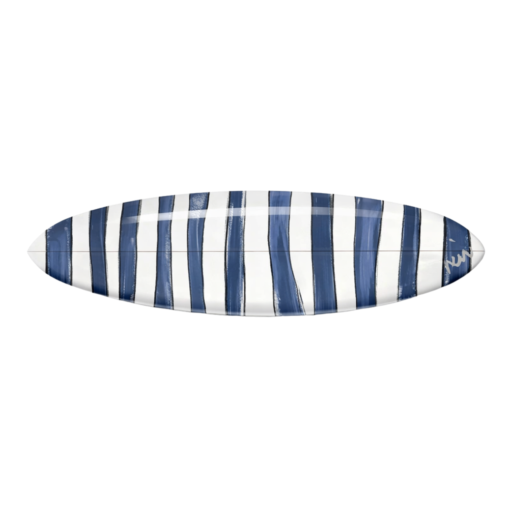 Navy blue and white summer stripes surfboard - Shop unique modern surfboards by Kerri Rosenthal