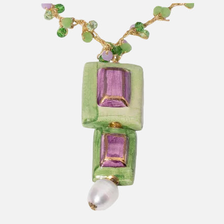 Gem necklace with green and amethyst beads - Shop cute auorora necklace by Kerri Rosenthal.