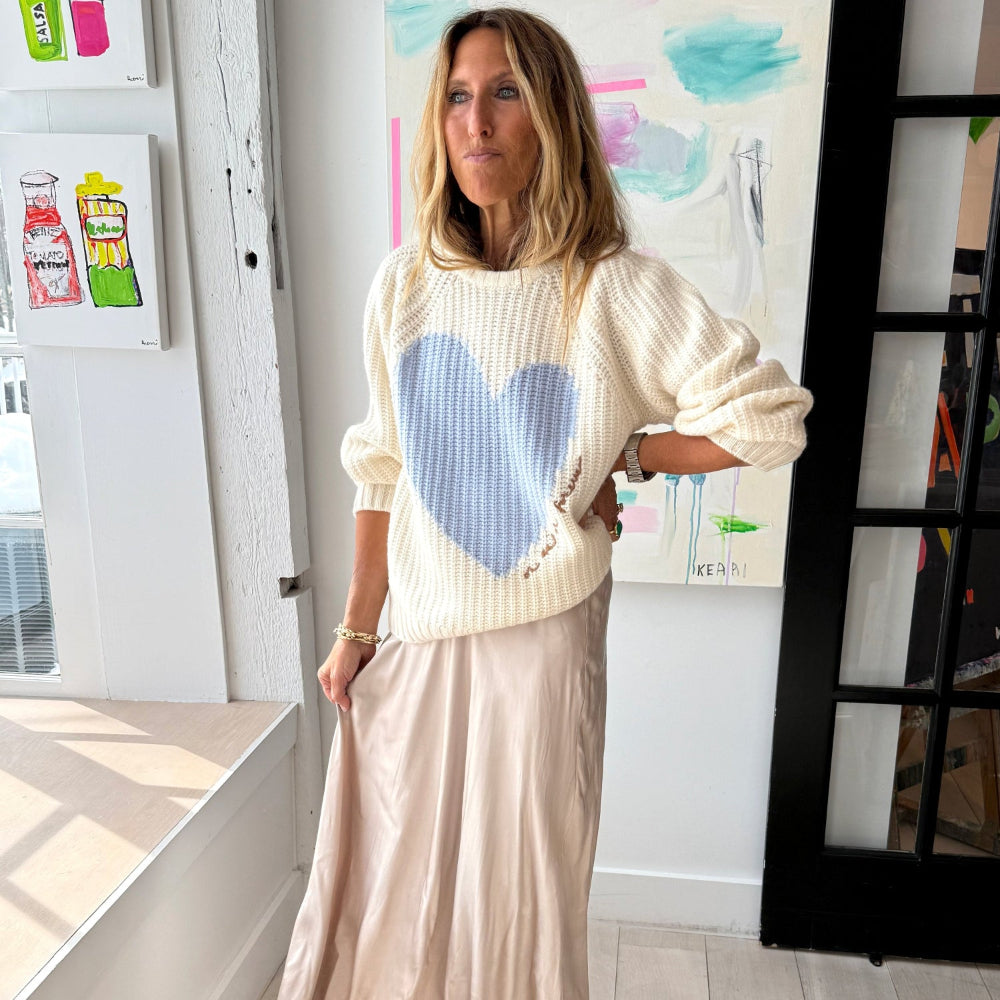 Ricki Imperfect Heart Cashmere Cream Sweater – KERRI ROSENTHAL