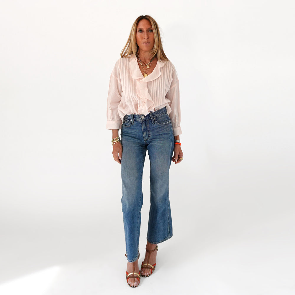 Rosen pink ruffle blouse in 100% cotton - Shop cute blouses with ruffles by Kerri Rosenthal.