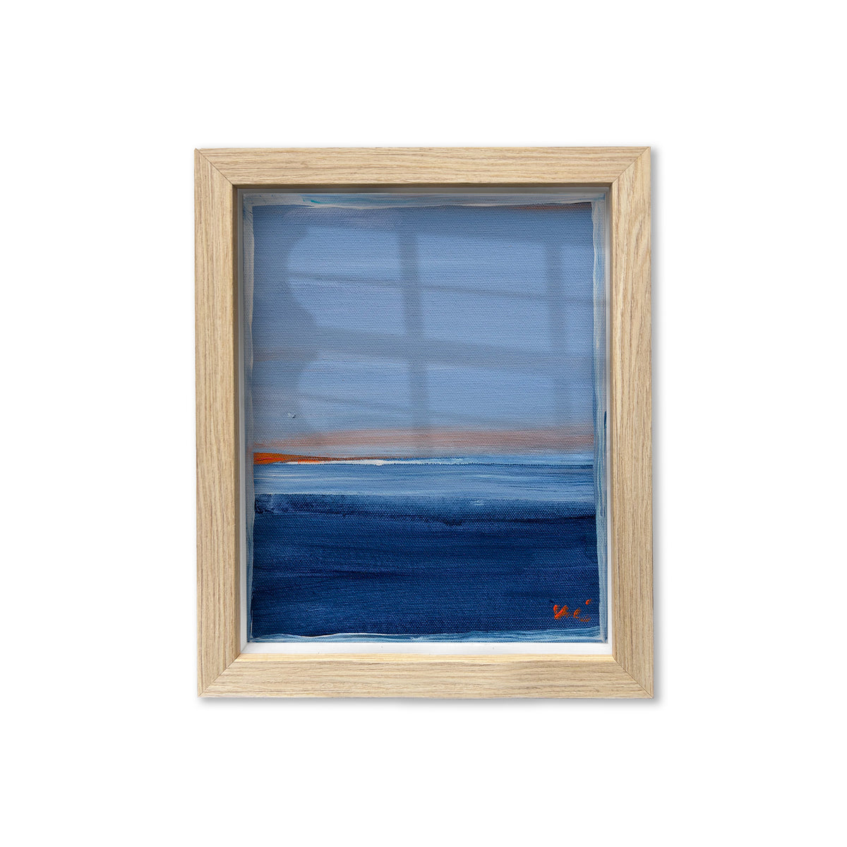 Santorini Sunset Oak Shadow Box Art