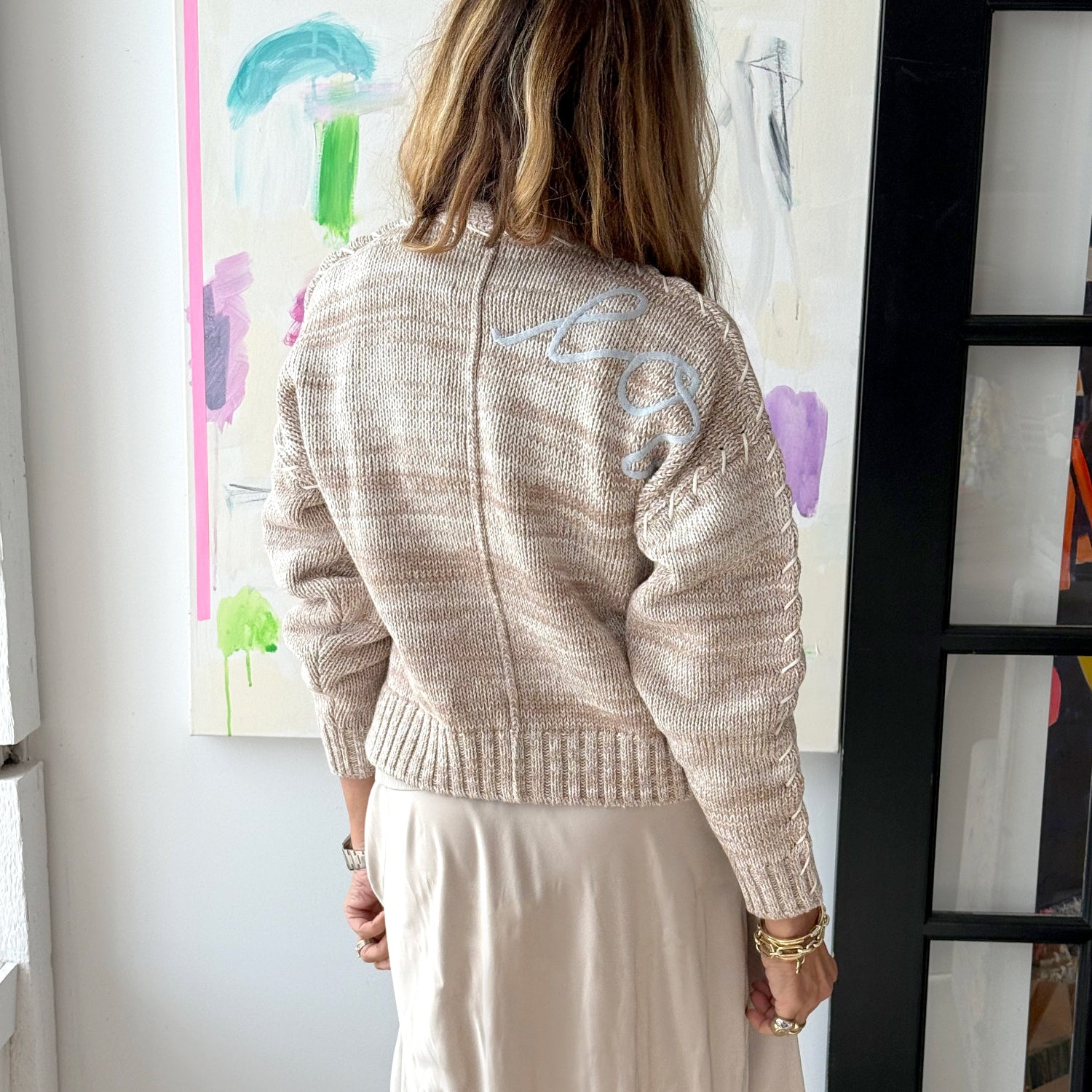Sienna Love Cotton Open-front Beige Cardigan – KERRI ROSENTHAL