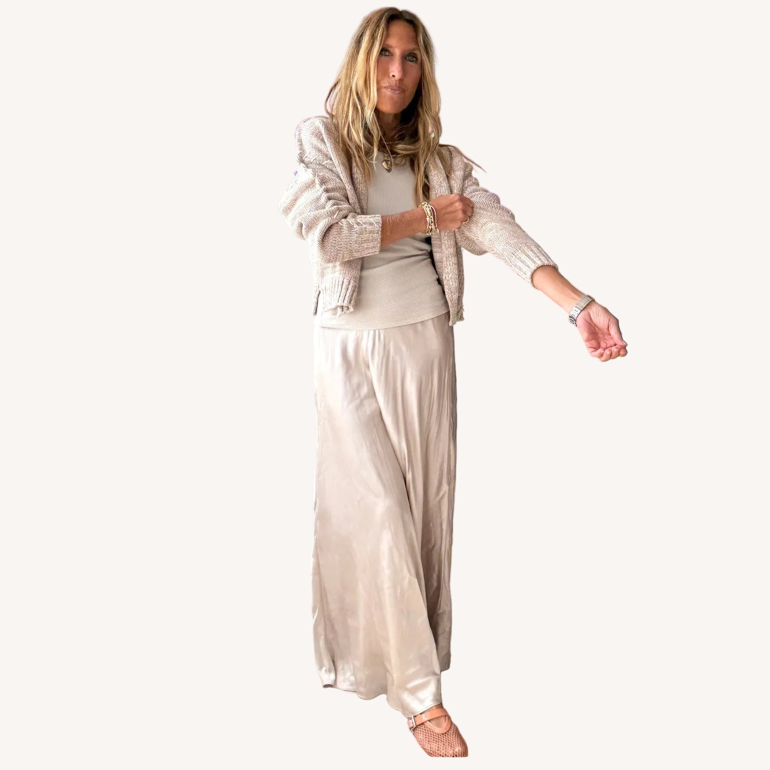 Sienna Love Cotton Open-front Beige Cardigan – KERRI ROSENTHAL
