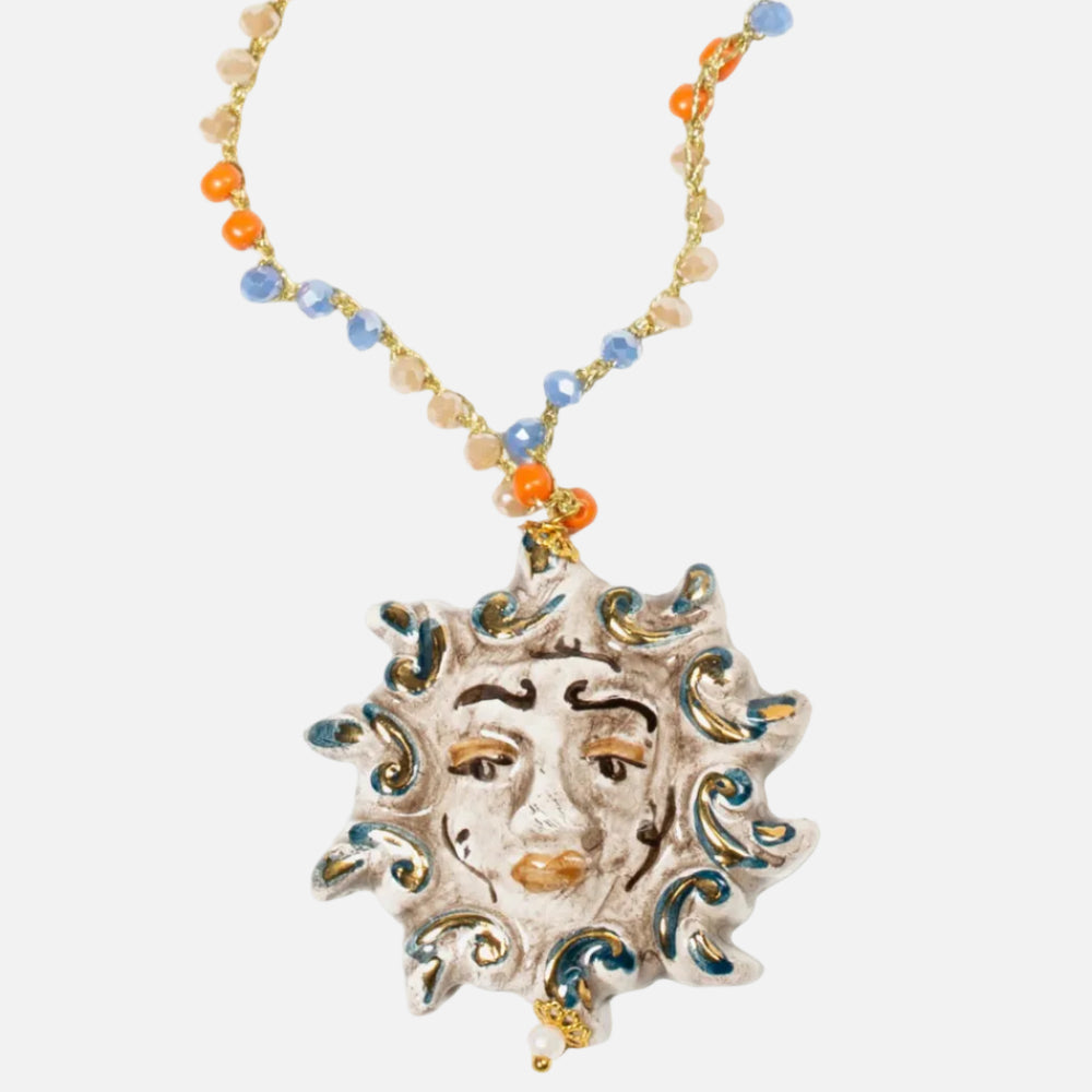 Sole necklace sun pendant with gold thread - Shop sun charm necklace by Kerri Rosenthal.