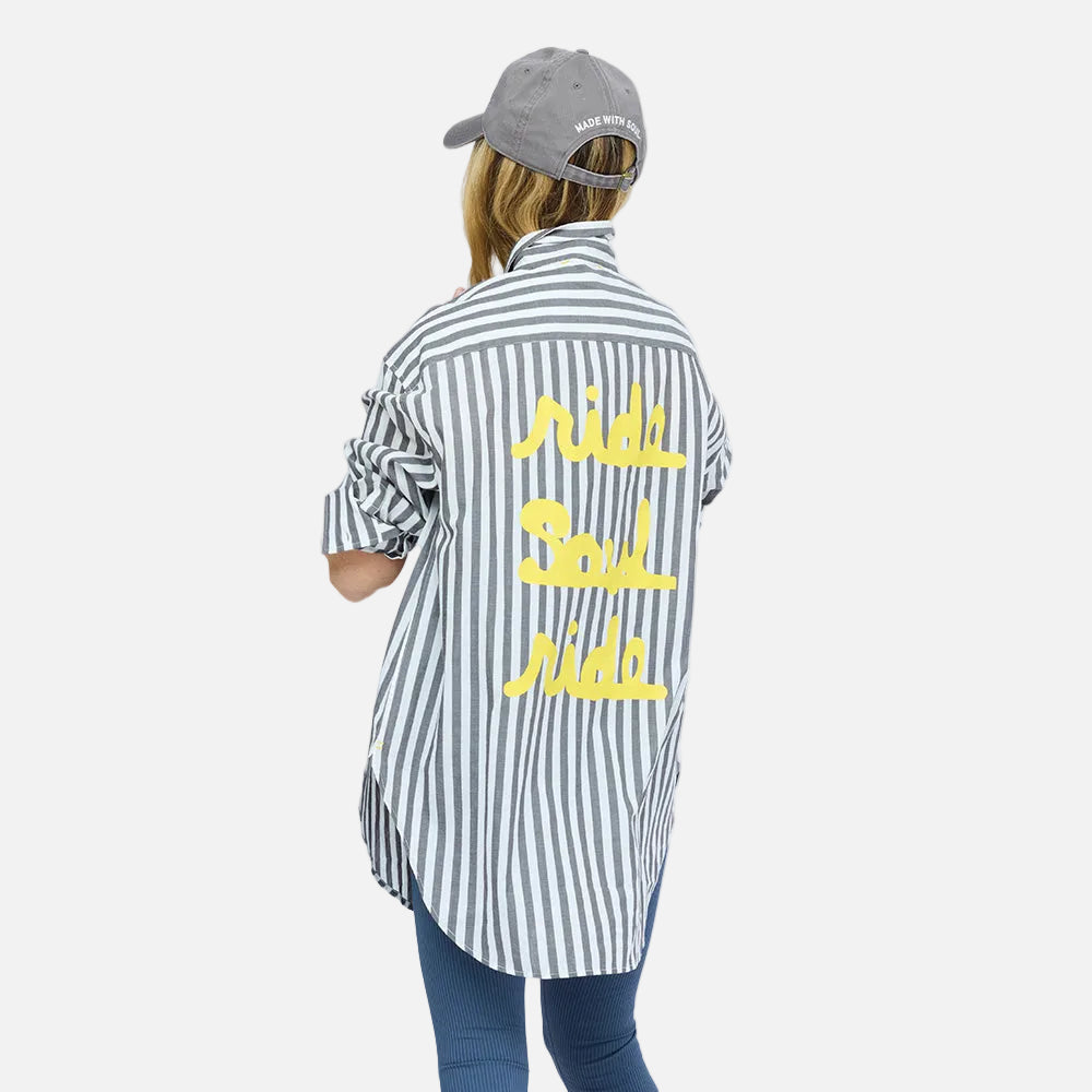 SoulCycle x KR maddie ride soul ride shirt womens designer shirt - Shop women's cute stripe grey shirts by Kerri Rosenthal.