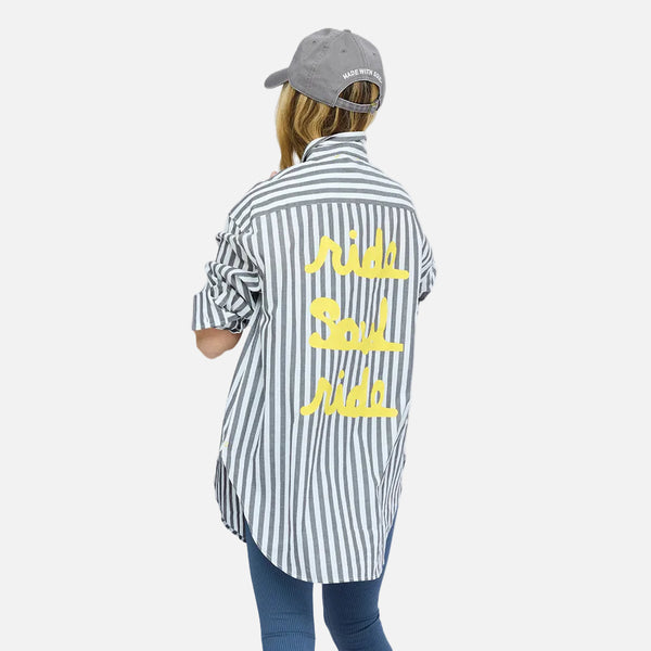 SoulCycle x KR maddie ride soul ride shirt womens designer shirt - Shop women's cute stripe grey shirts by Kerri Rosenthal.