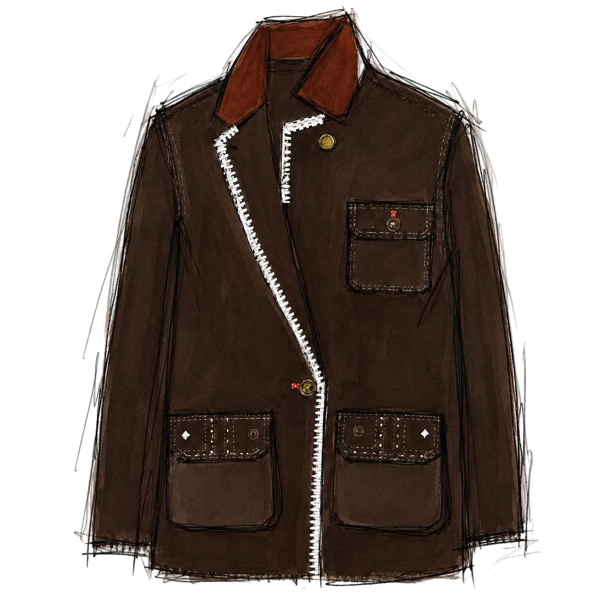 Kerri Rosenthal Love Brigade Barn Blazer in brown brushed cotton twill with lined sleeves, view 6
