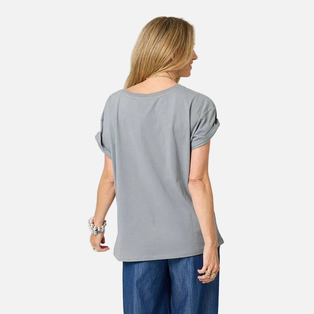 Tommy grey graphic tee​ in 100% cotton - Shop women's oversized t shirts by Kerri Rosenthal.