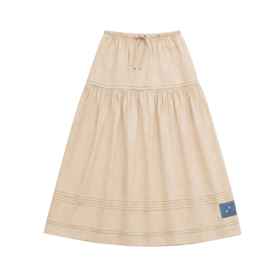 Vacance pintuck beige maxi skirt in 100% cotton - Shop women's cute maxi skirts by Kerri Rosenthal