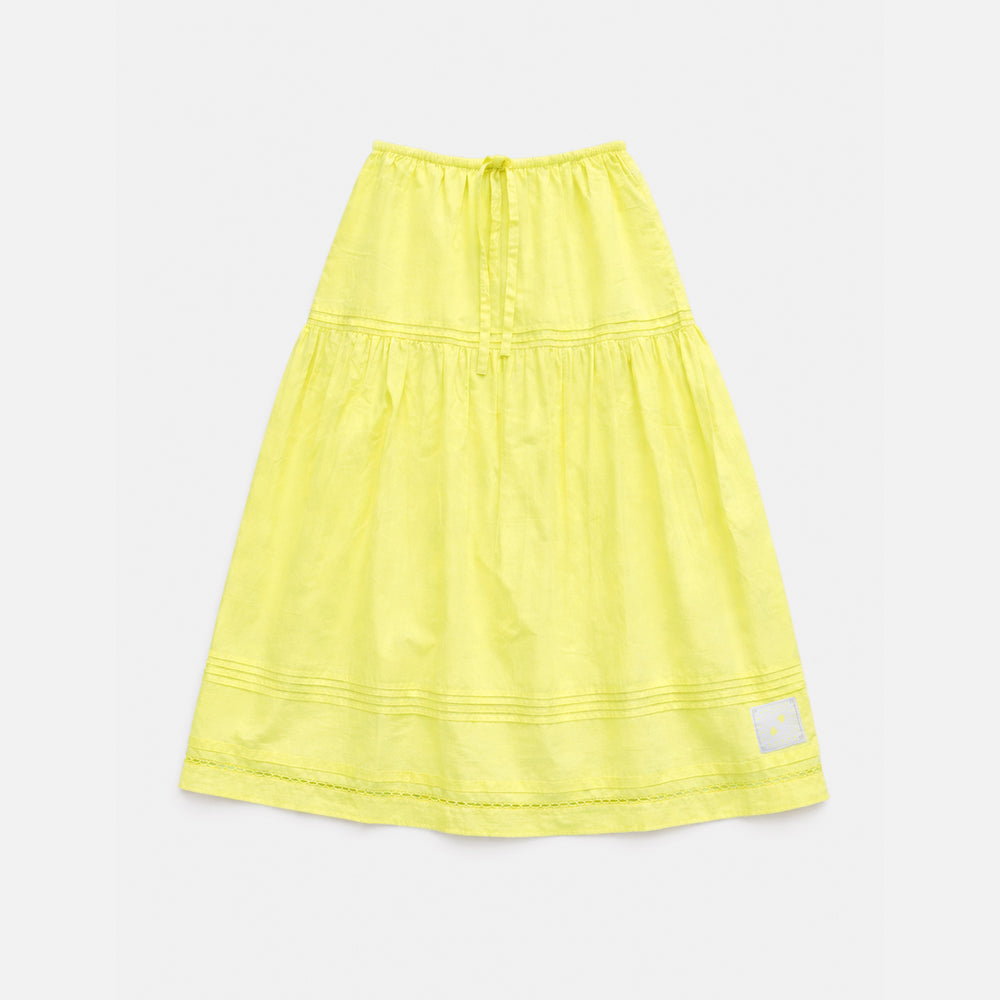 Vacance pintuck long lime green skirt in 100% cotton - Shop women's cute maxi skirts by Kerri Rosenthal