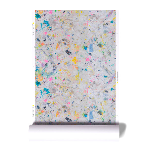 Unique colorful multi neutral messy eco-friendly wallpaper by Kerri Rosenthal - designer wall paper, alternate view