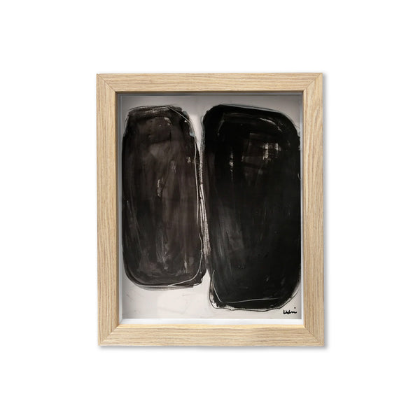 What Did One Coffee Bean Say To The Other Oak Shadow Box Art by Kerri Rosenthal - Unique artwork for living room decor