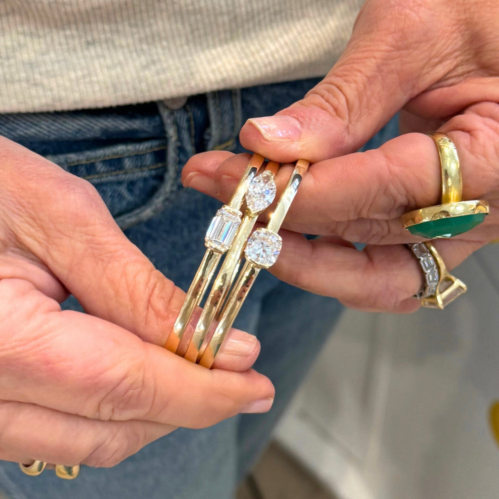 Marquis-cut lab-grown diamond bracelet in yellow gold - Shop 14-karat yellow gold bracelet by Kerri Rosenthal.