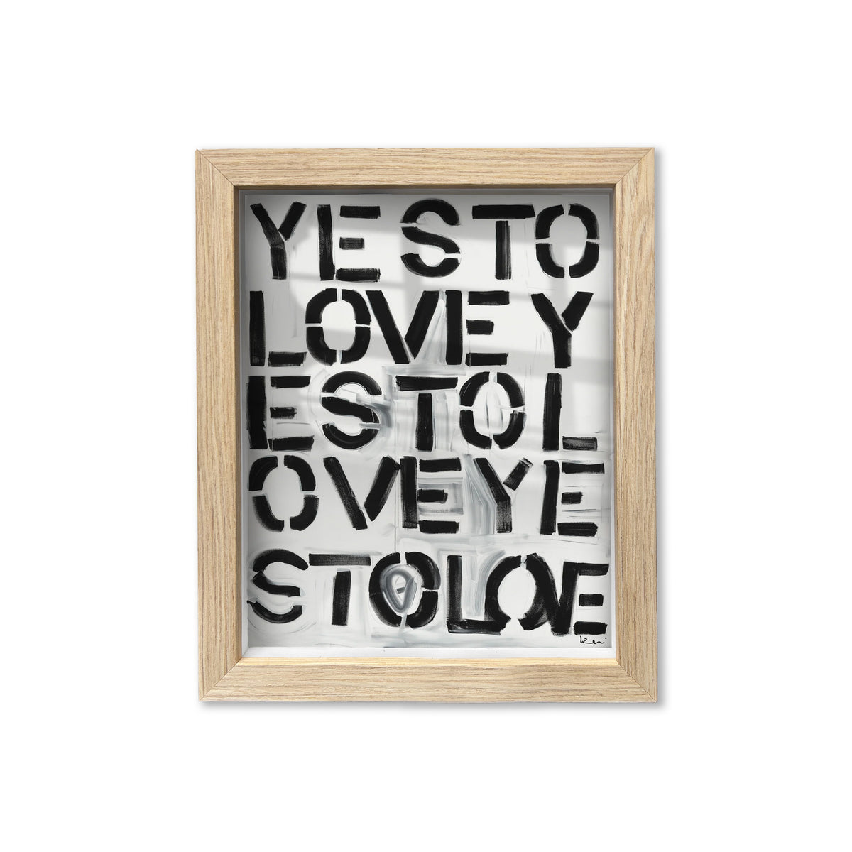 Yes To Love Oak Shadow Box Art