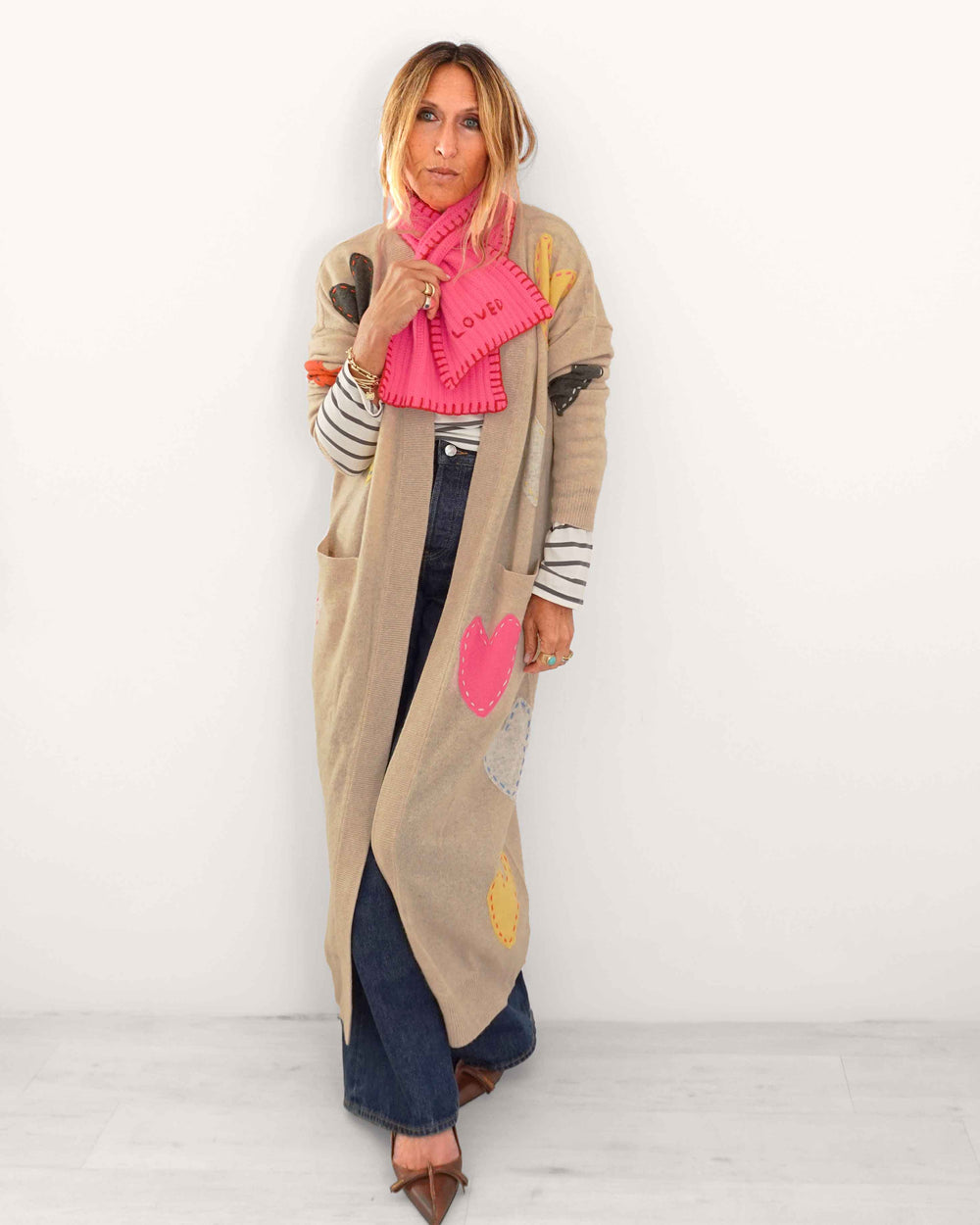 Kerri wearing the Zero Waste Duster styled with Loved Loop Scarf.