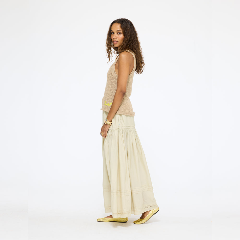 KR sleeveless beige sweater tank top with long maxi skirt - Shop cute cotton tank tops by Kerri Rosenthal