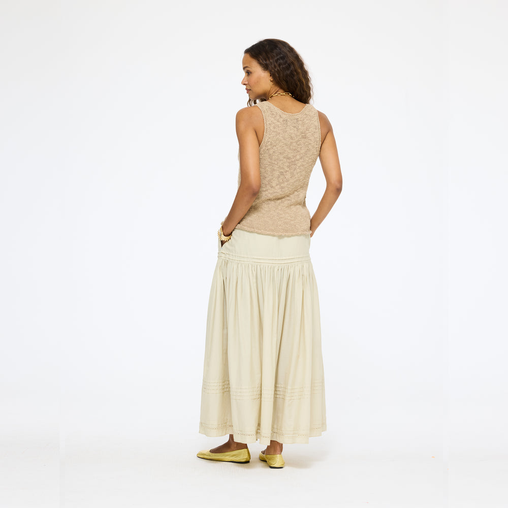 KR beige knit sweater tank with long maxi skirt - Shop women's cute cotton tank tops & maxi skirts by Kerri Rosenthal