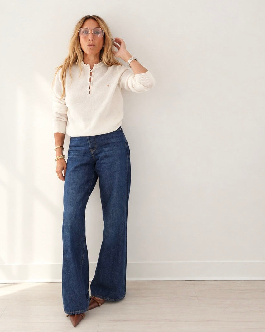 Femme Ruffle Henley Sweater