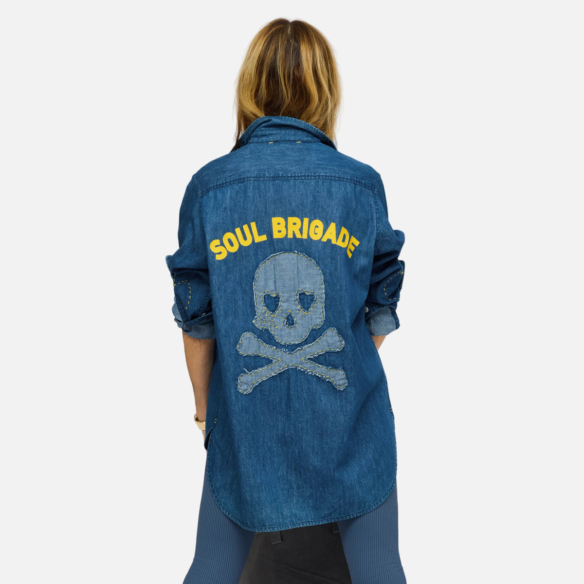 SoulCycle x KR Mia Soul Brigade oversized denim shirt - Shop stylish SoulCycle clothing by Kerri Rosenthal.