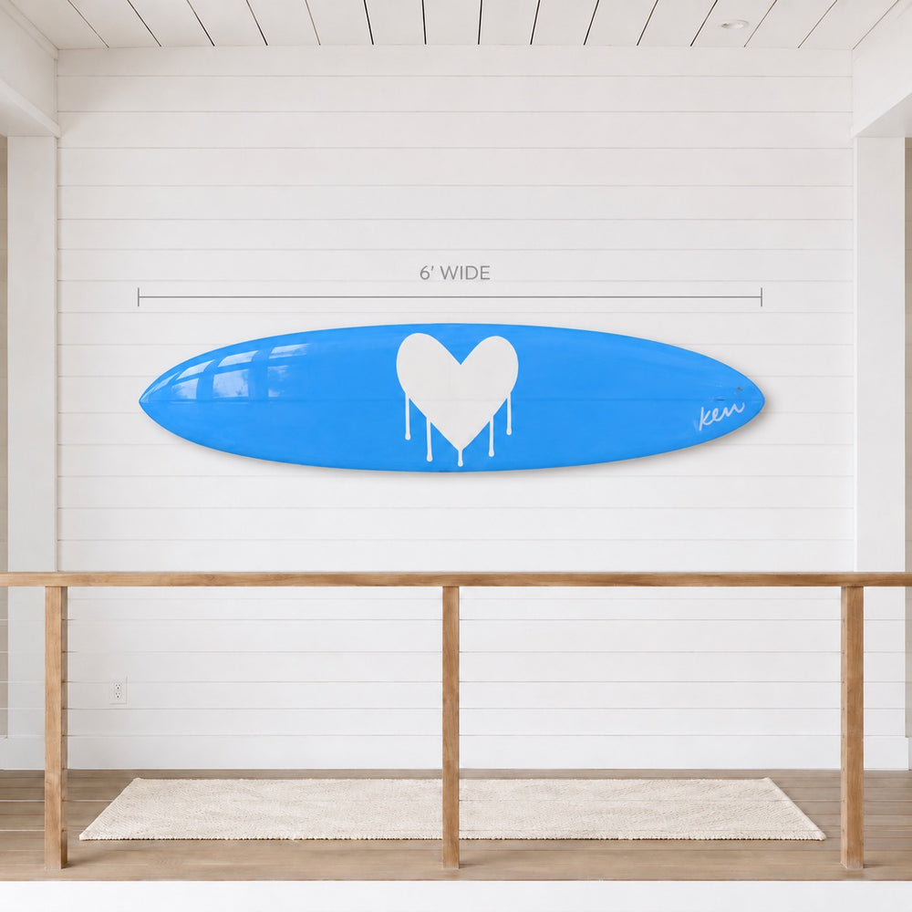 Drippy Heart Surfboard Reverse Azure Blue
