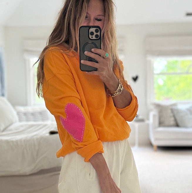 Ex-Boyfriend orange sweatshirt in 100% cotton terry - Shop women’s stylish heart sweatshirts by Kerri Rosenthal