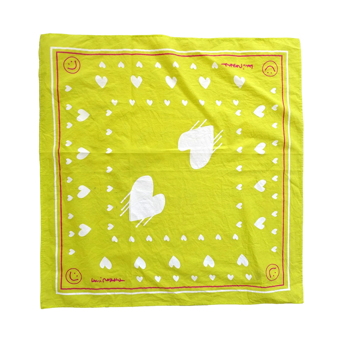 Drippy heart lime green bandana in 100% cotton - Shop women's cute cotton bandanas by Kerri Rosenthal