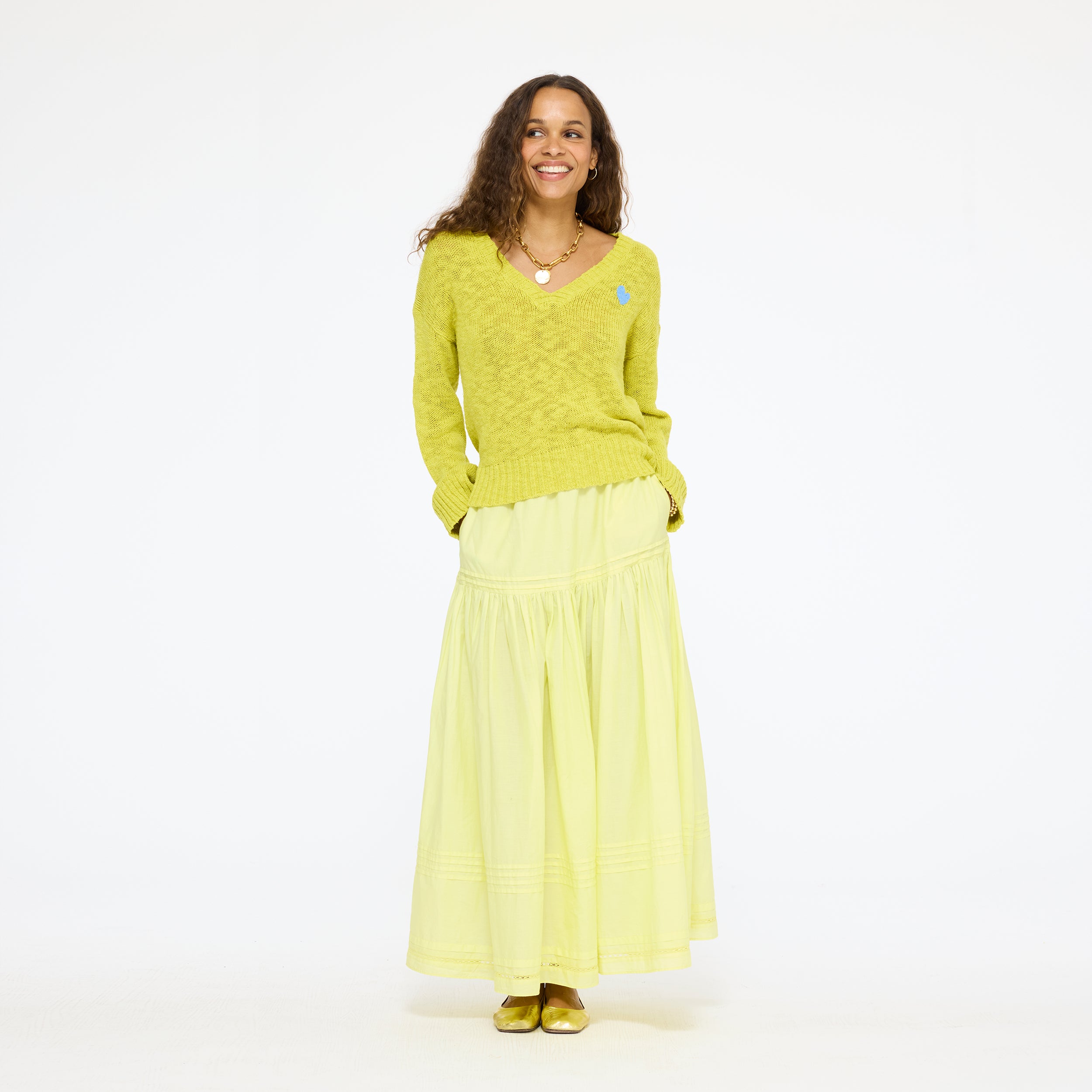 Summerland V Neck Lime Green Sweater – KERRI ROSENTHAL