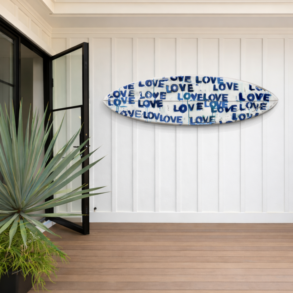navy blue word art surfboard for wall decor - Shop modern surfboards by Kerri Rosenthal