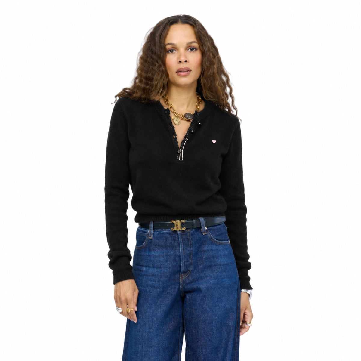 Femme Ruffle Henley Sweater