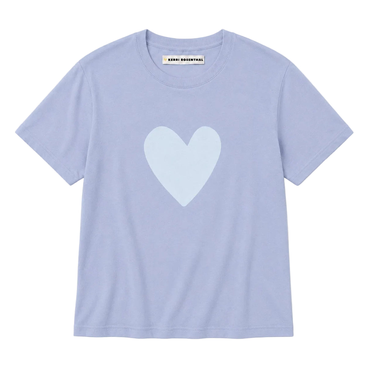 Kerri Rosenthal Suke Imperfect Heart Tee in denim mid blue with Imperfect Heart artwork at center front