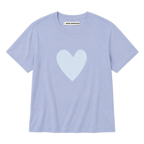 Kerri Rosenthal Suke Imperfect Heart Tee in denim mid blue with Imperfect Heart artwork at center front
