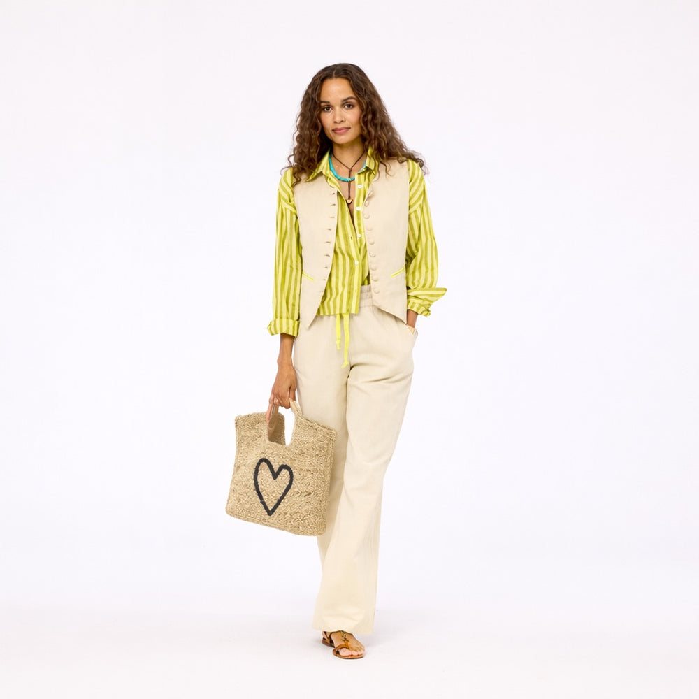 Coast sleeveless beige vest top in 100% cotton with palazzo pants - Shop women's cute vest tops & pants by Kerri Rosenthal