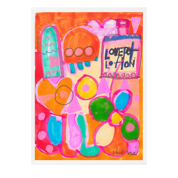 Cabana Cafe by Kerri Rosenthal — a whimsical sun-soaked print in orange, pink, and turquoise.