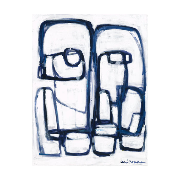3 Amigos 2 Art Print white ground indigo blue modern abstract original artwork contemporary wall art by Kerri Rosenthal