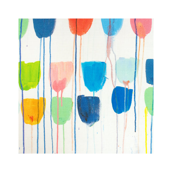 Drippy Tulips colorful multi cotton linen fabric - Kerri Rosenthal