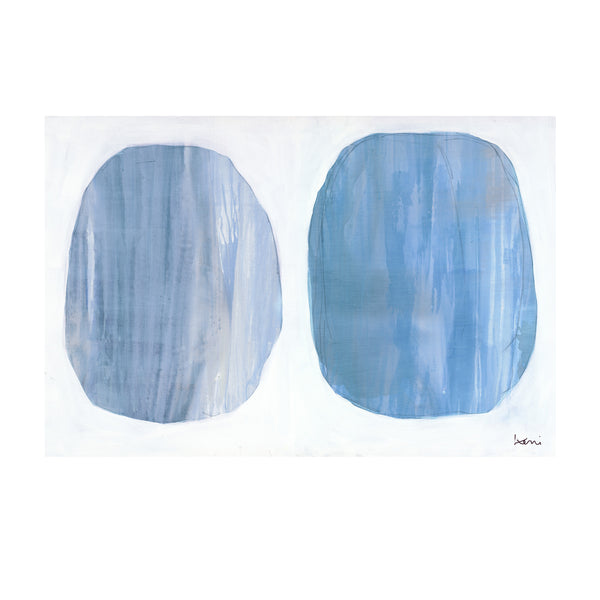 Friends blue white art print Artwork by Kerri Rosenthal - Unique artwork for living room wall decor