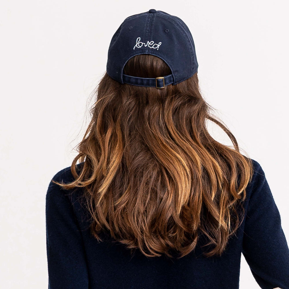KR baseball heart patch indigo blue cap hat 100% cotton - cute baseball caps by Kerri Rosenthal