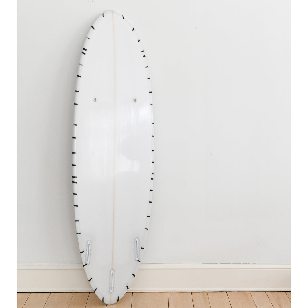 Cool design white ground with black carbon stripe mr. sharpie surfboard by kerri rosenthal