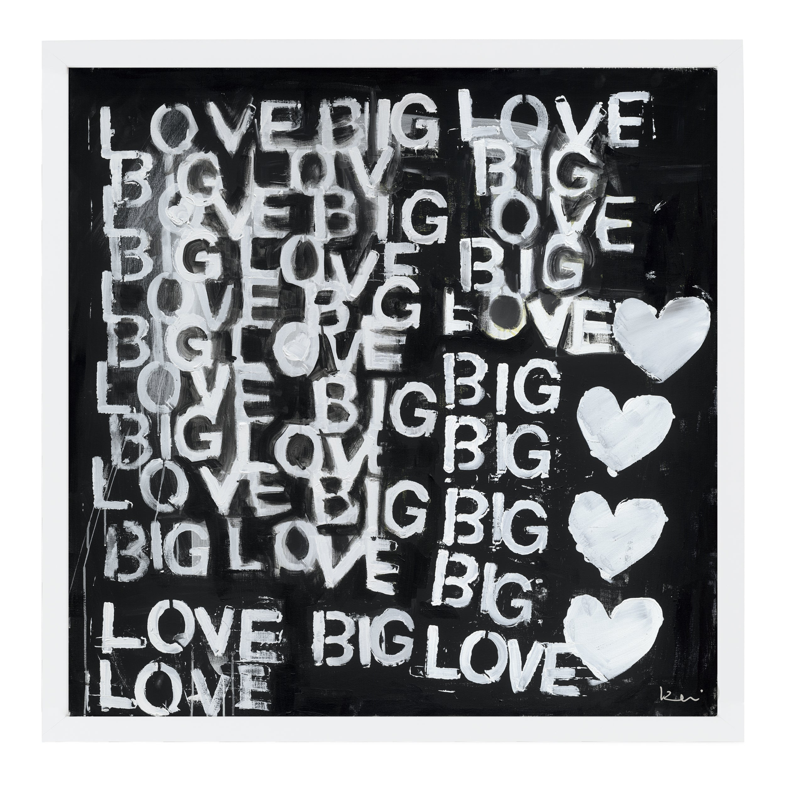 Love Big Love Black White Wall Word Art Framed Artwork – KERRI