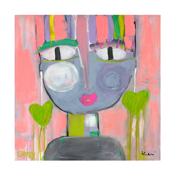 Tiki Gaby colorful art print by Kerri Rosenthal - Unique artwork for living room wall decor