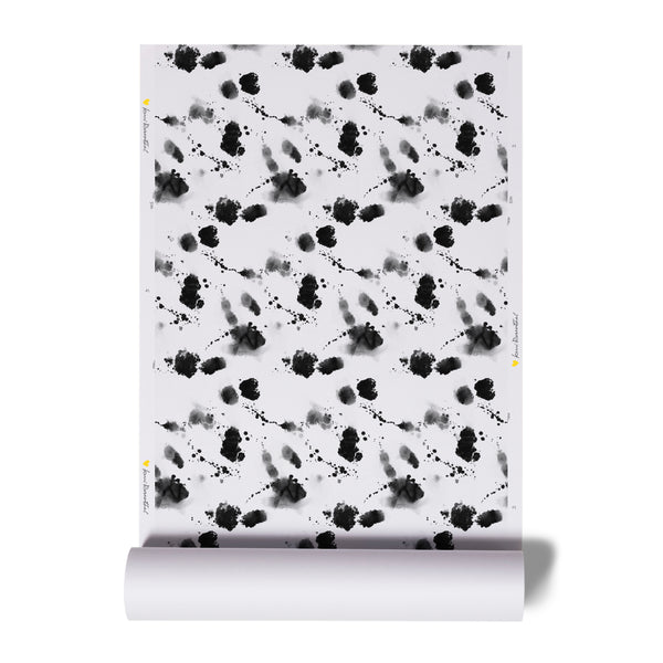 High quality white ground with black Carbon splat wallpaper by kerri rosenthal - designer wall paper