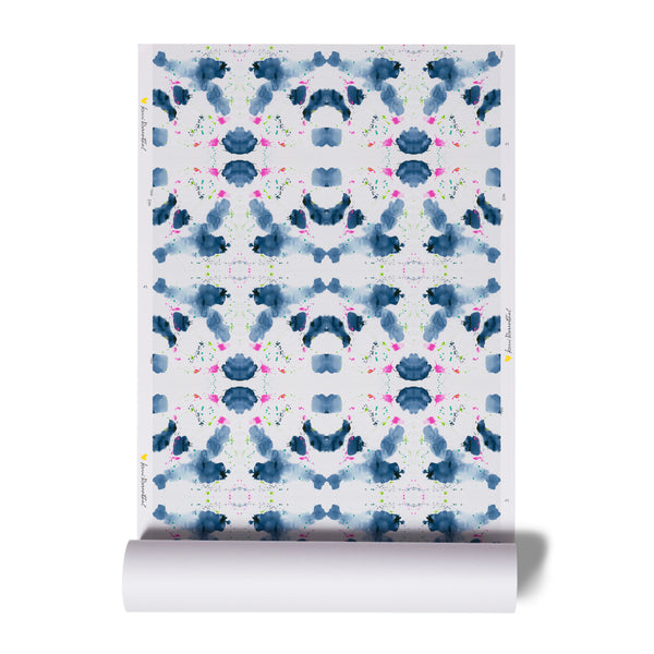 High quality white ground with blue pink splat KR eco friendly wallpaper by kerri rosenthal - designer wall paper